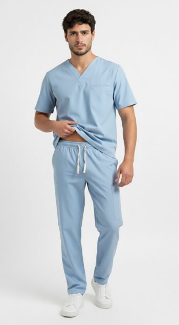 Uniforme antifluido hombre azul claro