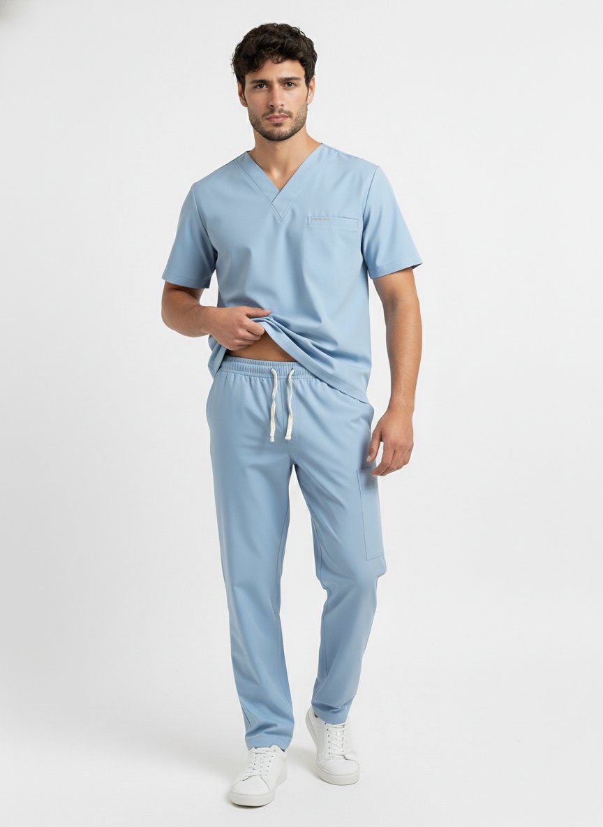 Uniforme antifluido hombre azul claro