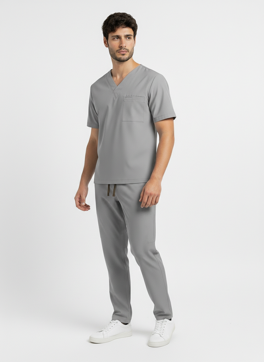 Uniforme antifluido hombre gris claro