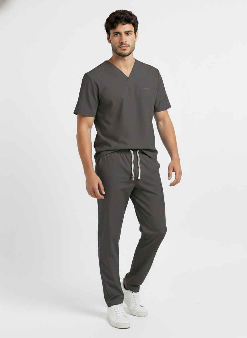 Uniforme antifluido gris oscuro